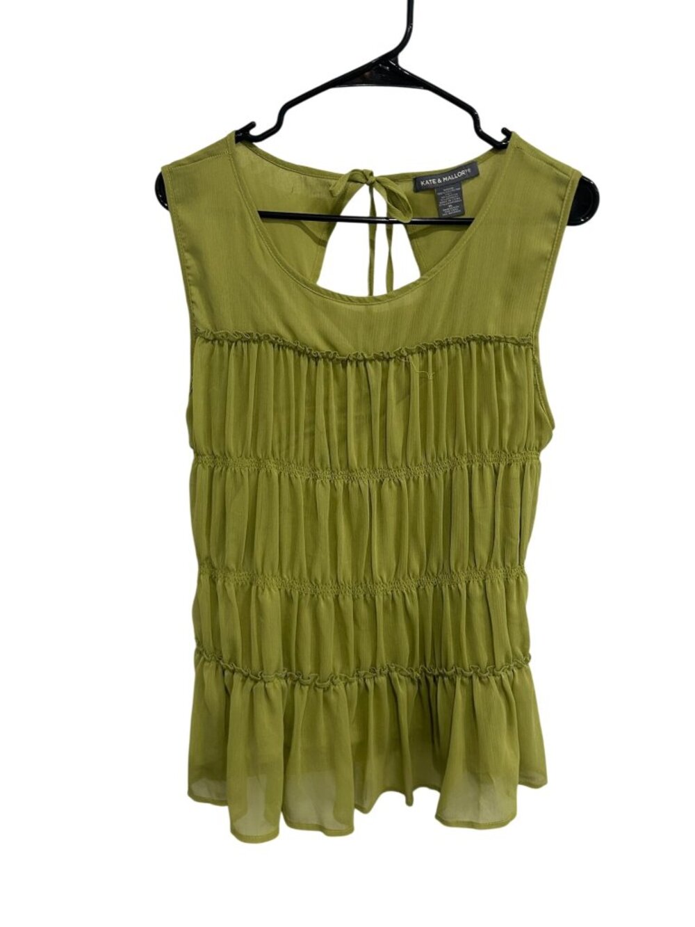 Kate & Mallory XL Green Smocked Sleeveless Ruffle Blouse Whimsical Fairycore